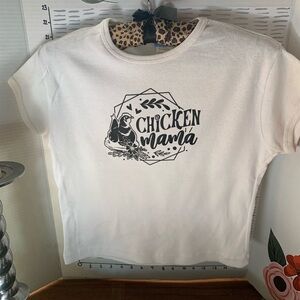 Chicken Mama White women’s  T‑Shirt Upcycled